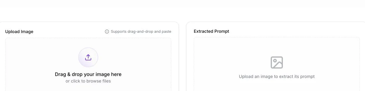 Reprompt upload and extracted prompt panels in its image to prompt tool